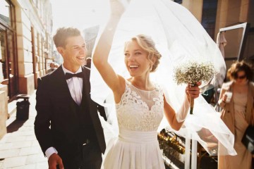 caucasian happy romantic young couple celebrating their marriage 1